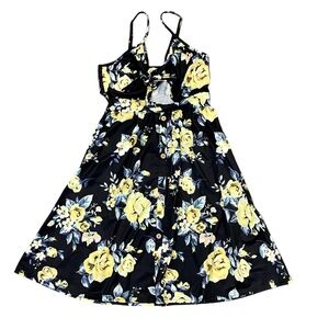 Black and yellow floral sundress size small EUC